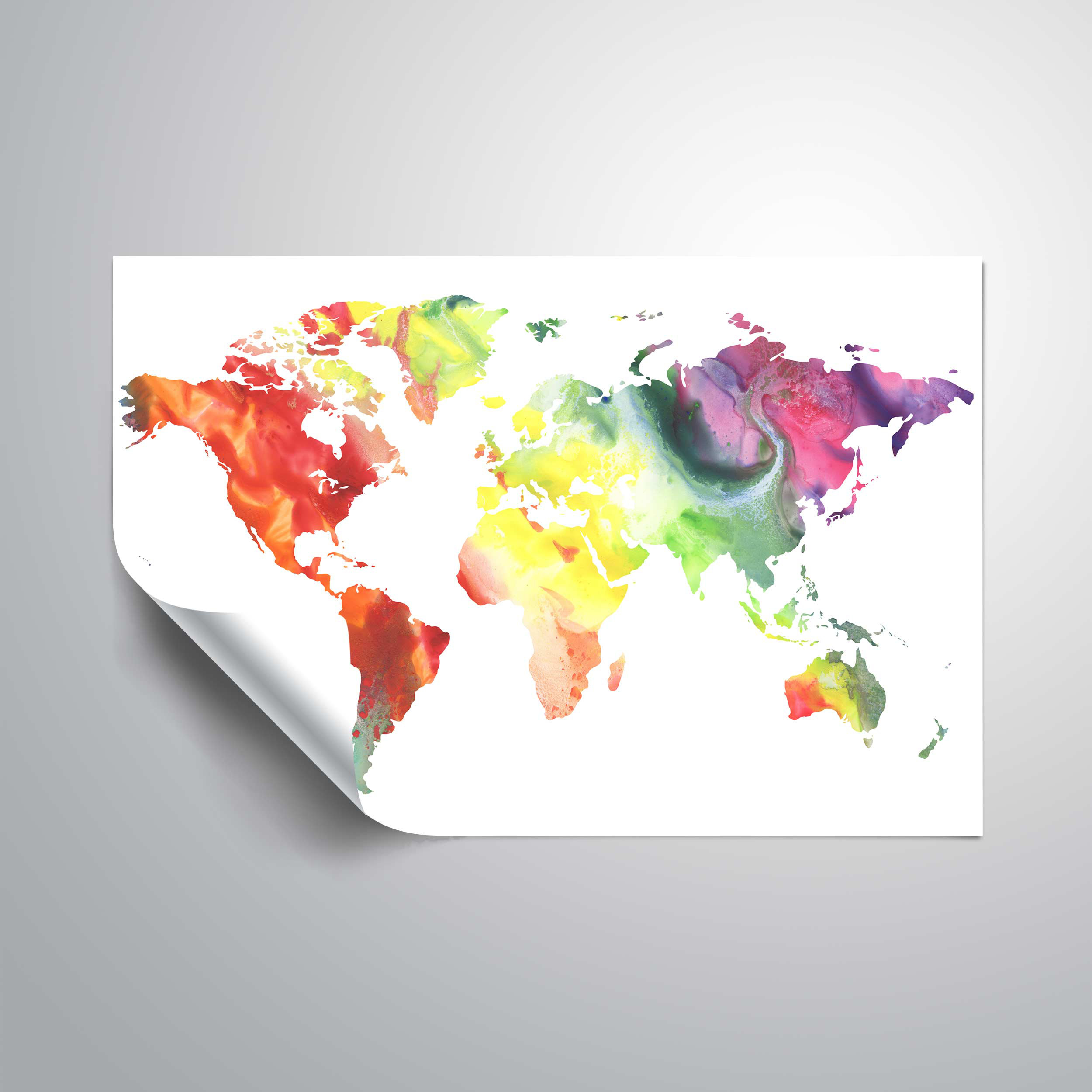Harriet Bee Lecuyer Watercolor Map of the World Removable Wall Decal ...