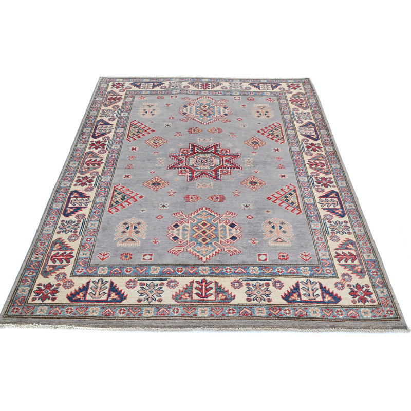 Tapis oriental moderne unique gris clair 4 x 6 One-of-a-Kind
