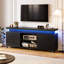 Meuble télé pour téléviseur de 65 po et plus avec lumière DEL, prise de courant et portes-1025663809