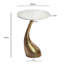 Gold Aluminium Round Side Table with White Marble Top & Sculptural Base