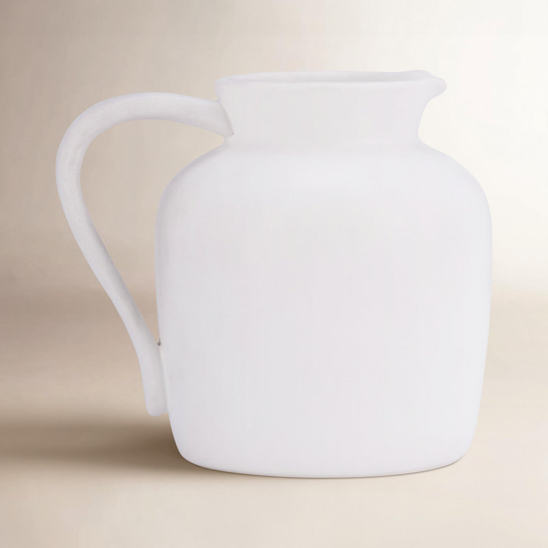  Vase pichet en céramique, Blanc, H 5 po x l 6 po x P 4 po
