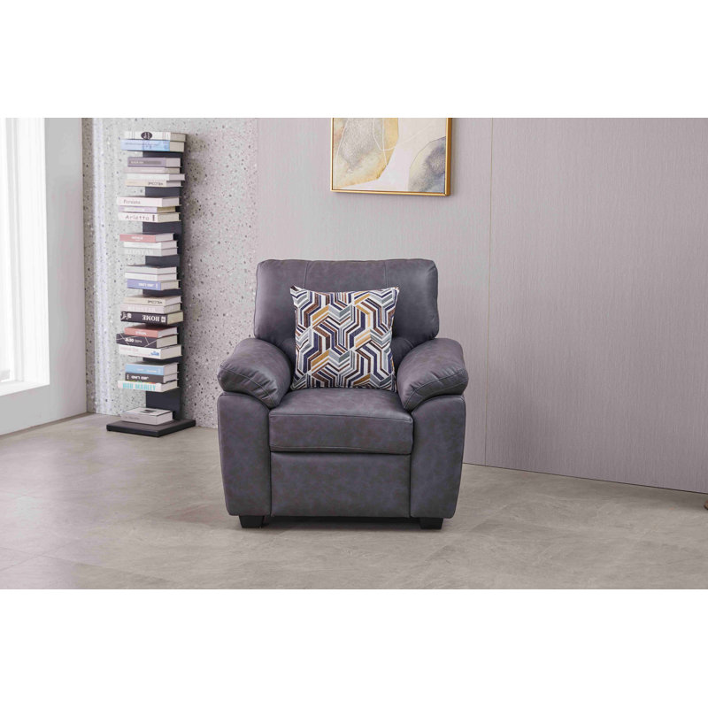 36.8'' Wide Faux Leather  Chair, Dark Gray