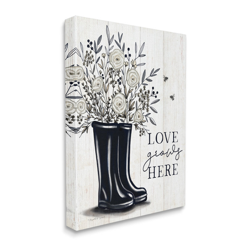 «Love Grows Here» blanc, H 16 po x l 16 po x P 1,5 po, Plaque murale