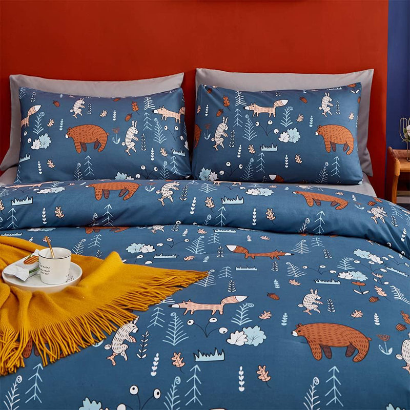 Wellboo 2 Pieces Pillowcases Standard Envelope Closure Pillowshams Pack of 2, Blue Bear, 20inX26in