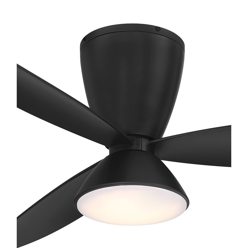 Hourglass 58" Led Smart Flush Mount Ceiling Fan, Black, Black