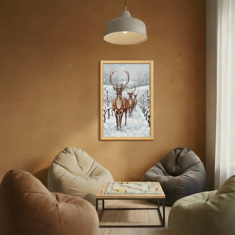 Animaux, cerf d'hiver avec décorations de Noël