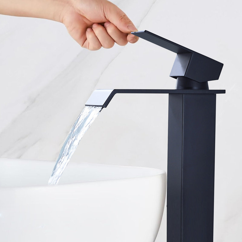Waterfall Bathroom Faucet Single Handle Bathroom Sink Faucet Washbasin Faucet With Deck And Pop-Up Drain(Without Overflow)