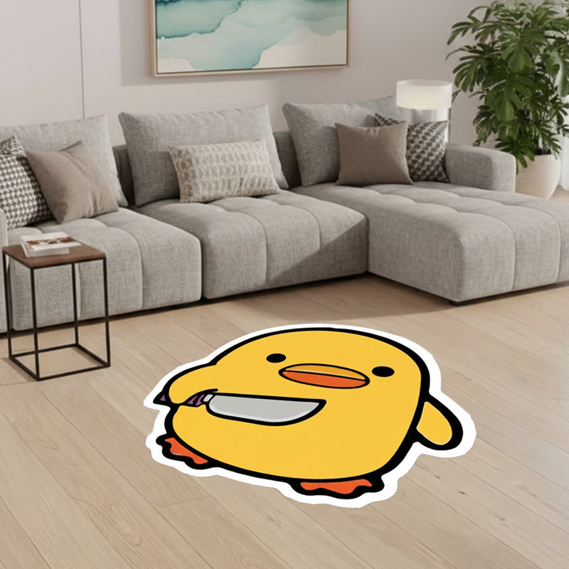 Duck with a Knife Whimsical Shaped Accent Rug