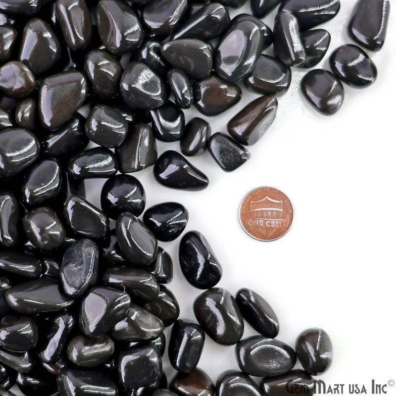 White Agate Tumbled Stone, Home Accent Vase Filler, Zen Garden, Black, 0.98" H x 0.62" W x 0.62" D