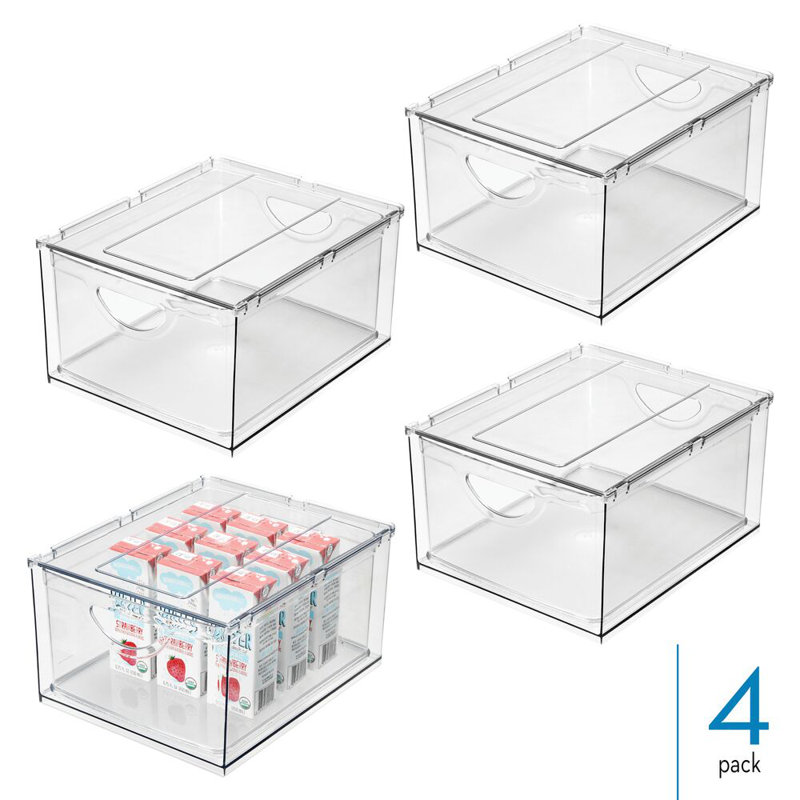iDesign Stackable Storage Drawer for Fridge or Pantry - Set of 4 - Clear
