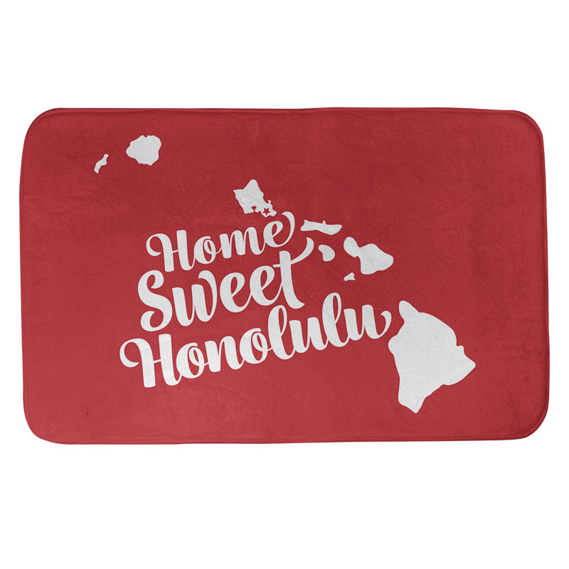 Tapis pour salle de bain honolulu hawaii, l 21 po x L 34 po, Rouge