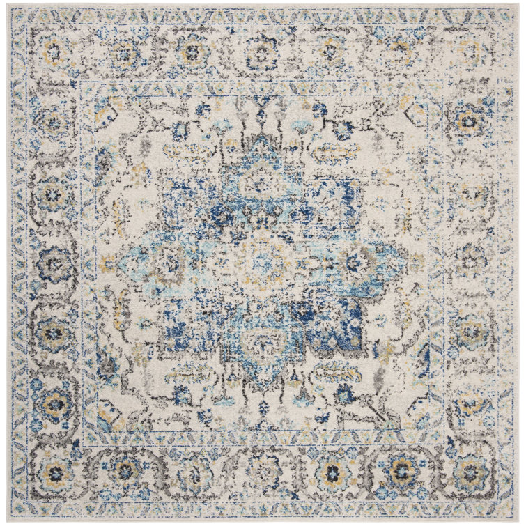 Christa Oriental Turquoise/Ivory Area Rug