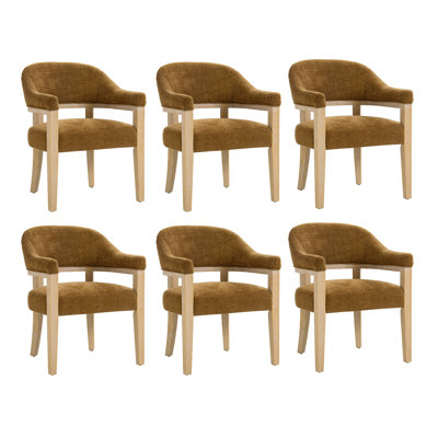 Ensemble de chaises de salle à manger à accoudoirs rembourrés avec pieds en bois massif Eliason