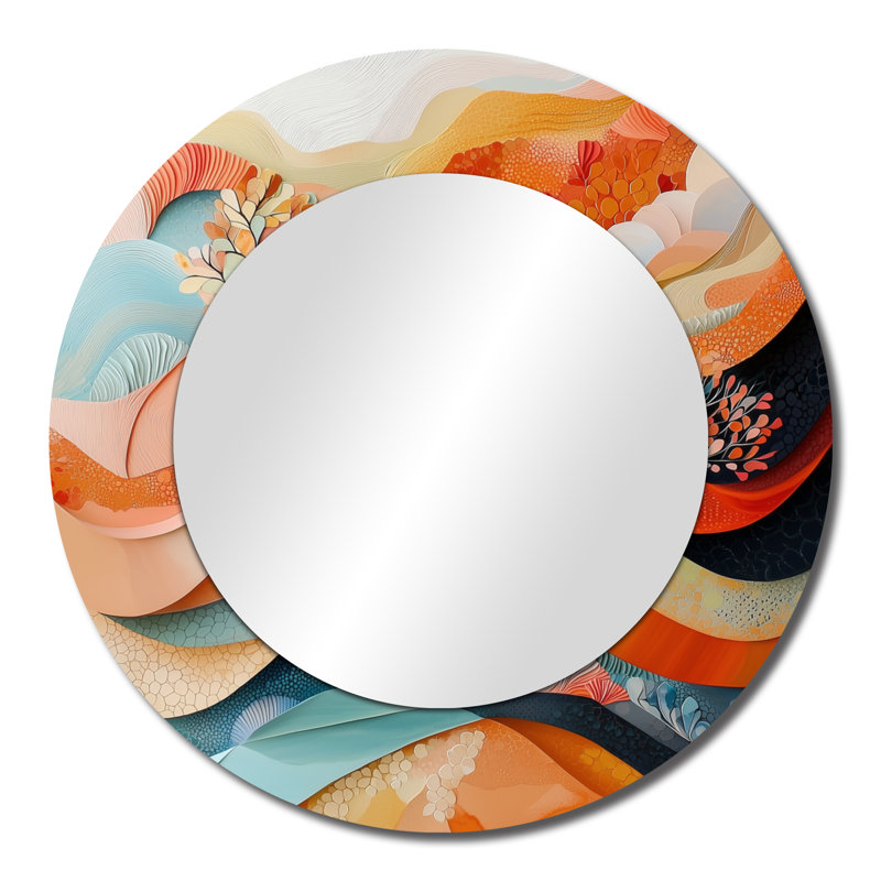 Abstrait corail vagues océaniques de l'éternité I - art mural miroir moderne - imprimé sur métal, 23 po x 23 po