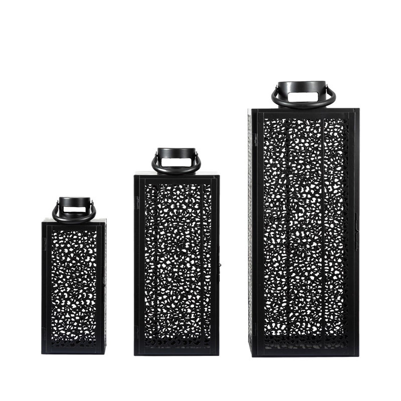 Candle Holders for Indoor Outdoor, Hanging Metal Lanterns, Black