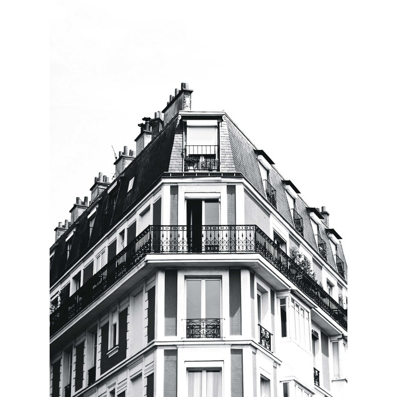 " Black And White Building ", 16" H x 12" W