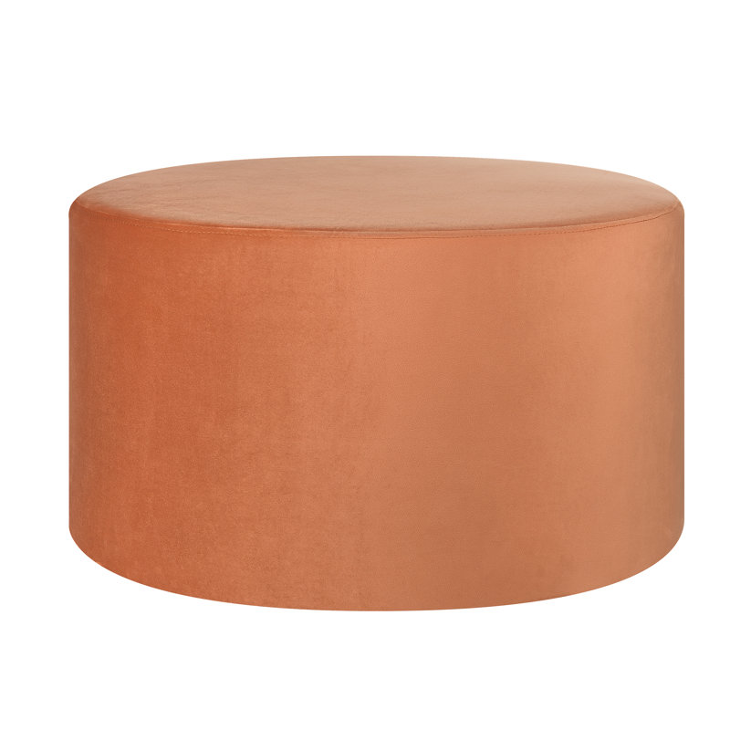 House 61cm Wide Velvet Round Pouf Ottoman, Orange