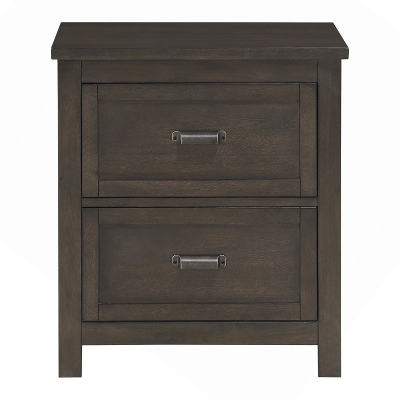 Table de chevet style transitionnel 1pc avec 2 tiroirs en bois de cerisier foncé