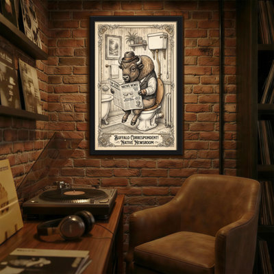 Bath & Laundry Buffalo lisant un journal sur une toilette