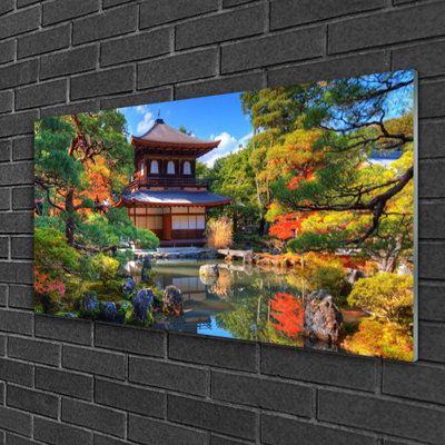 Glass Print Wall Art 100X50cm Image Printed On Glass Decorative Wall Picture Behind Toughened / Tempered Safety Real Glass For Kitchen & Living Room Theme: Housing Garden Landscape