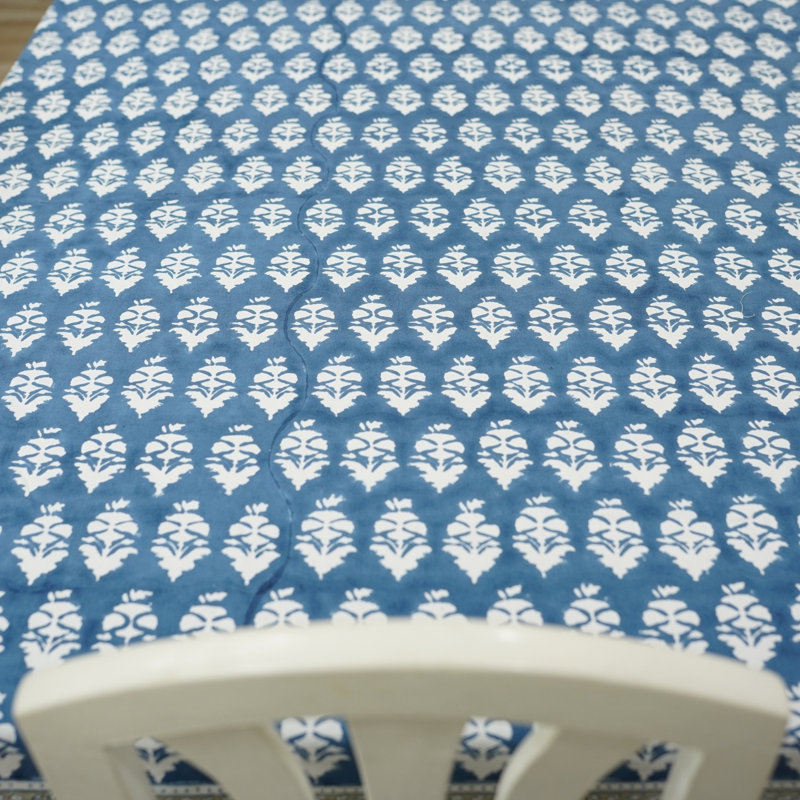 Housse de table en coton de luxe, imprimé à la main - Mor Mukut, L 160 po x l 72 po