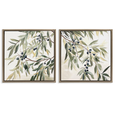 Olive Branches in Pastel 2pc Floating Frame Set, design by Mona Grace