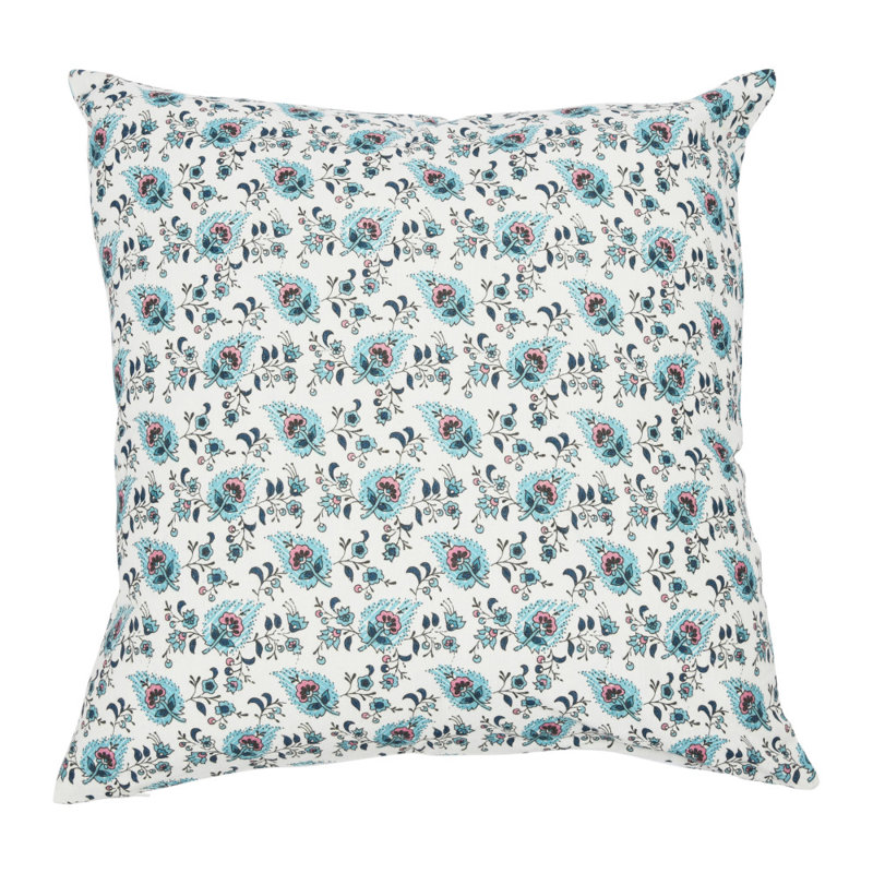 Eldana Floral Cotton Reversible Pillow Cover, Pillow Cover Only - No Insert, Blue/Black/Beige