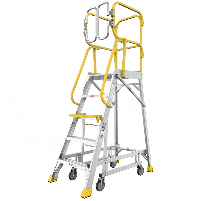 Échelle plateforme en aluminium à 5 marches 375 lb, 89,7 po H x 50,8 po L x 28,4 po P