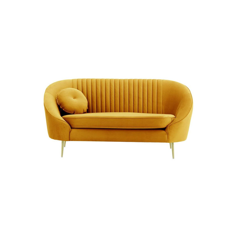 Avlynn 2 Seater Velvet Sofa, Yellow