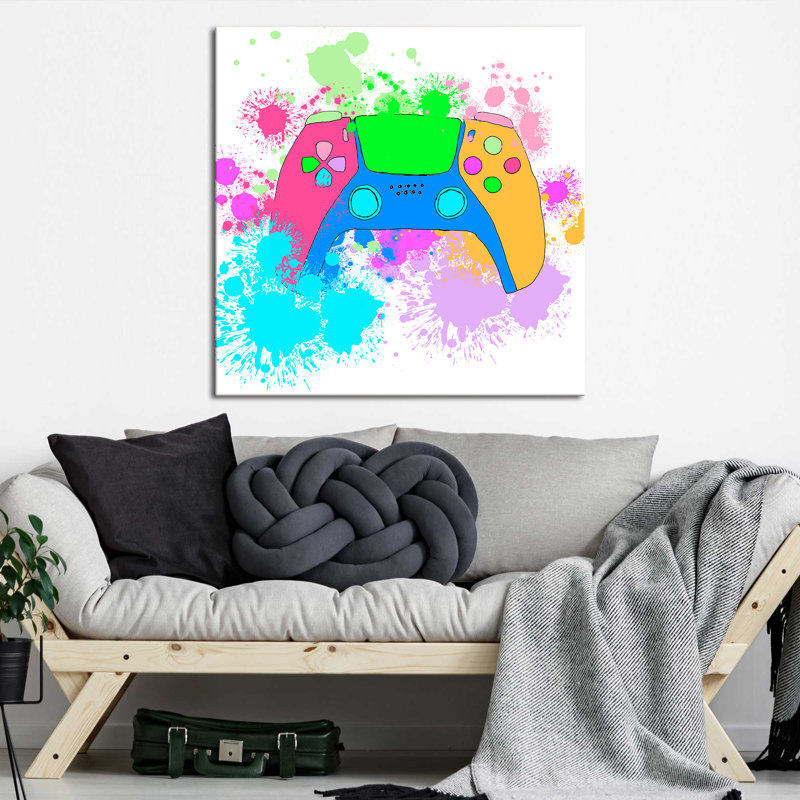 "Gaming In Color" by Daniela Santiago Print on Canvas, H 28 po x l 28 po x P 1,5 po
