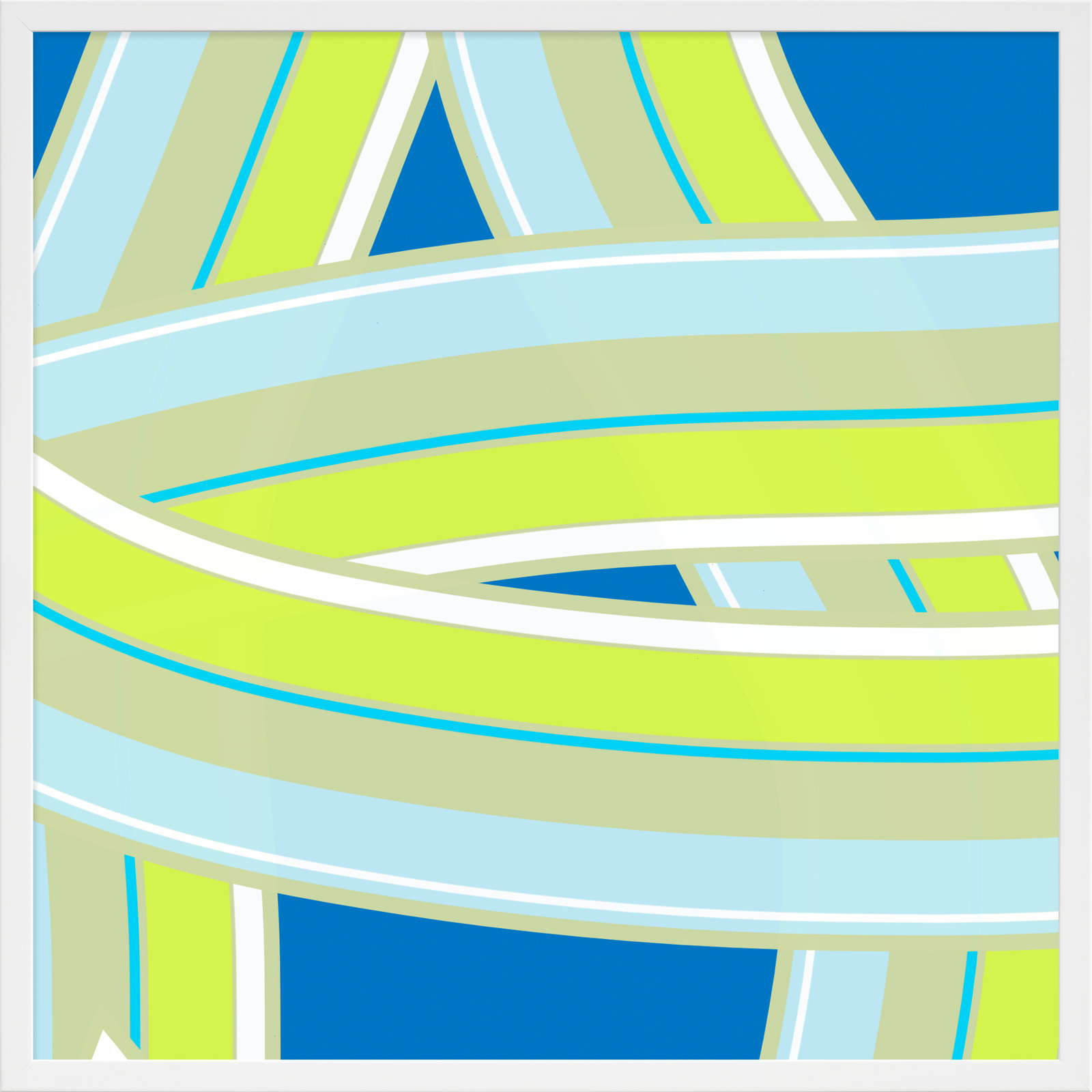 Zackary "Summer Twist" Print by Jacques Pilon, White Wood, 36" H x 36" W x 1.25" D