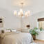 Lustres dorés 5 lumières pour la salle à manger, luminaire suspendu moderne au-dessus de la table avec abat-jour blanc, luminaires de ferme à hauteur réglable pour le couloir de la chambre à coucher du salon 