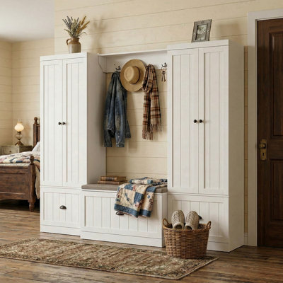 Padstow Hall Tree 86.7'' Wide with Bench and Shoe Storage