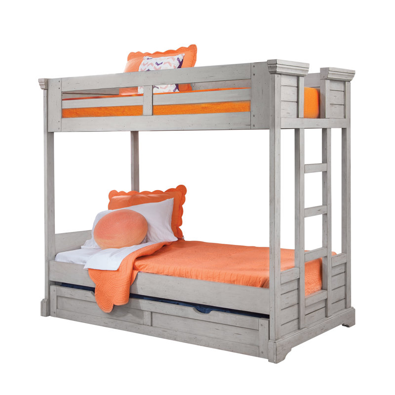 Benedith Kids Bunk Bed with Trundle, Twin Over Twin