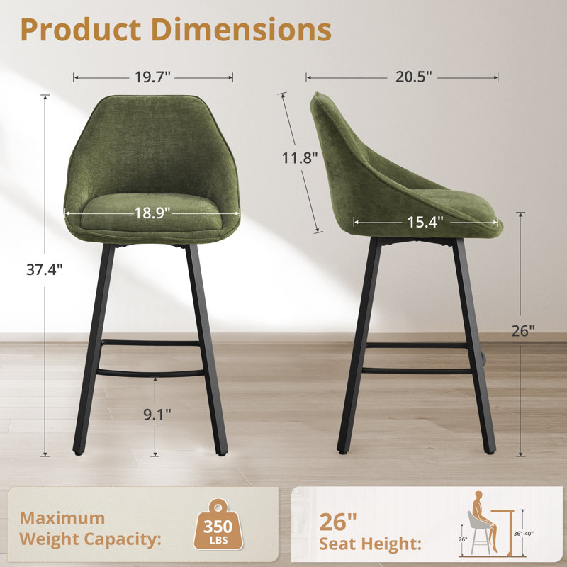 Modern Dining Bartools Stools, Green