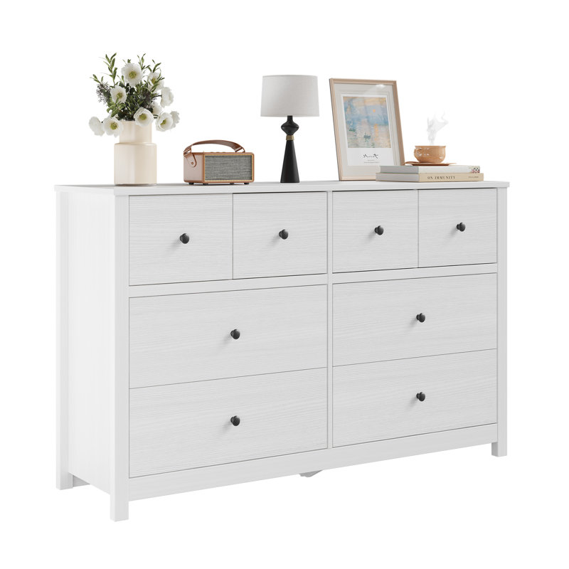 Table de chevet 8 tiroirs Modern, Blanc