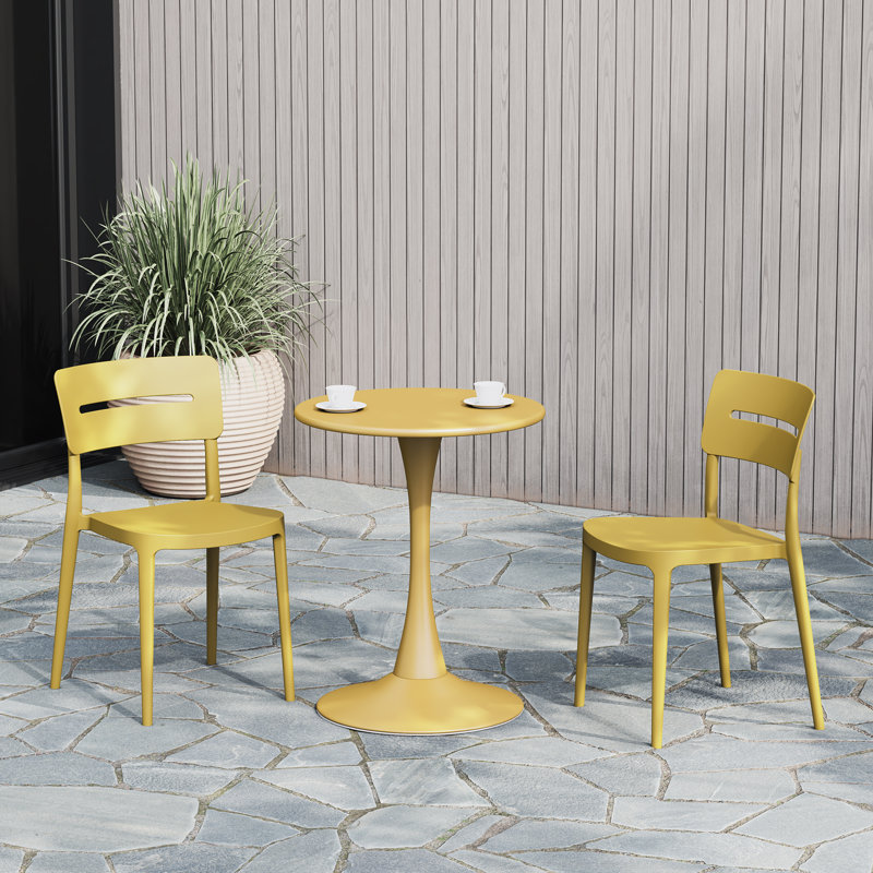 Ensemble repas extérieur 2 personnes, H 28,5 po x l 23,5 po x P 23,5 po, Yellow, 2