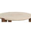 Plateau en travertin et table basse en chêne foncé