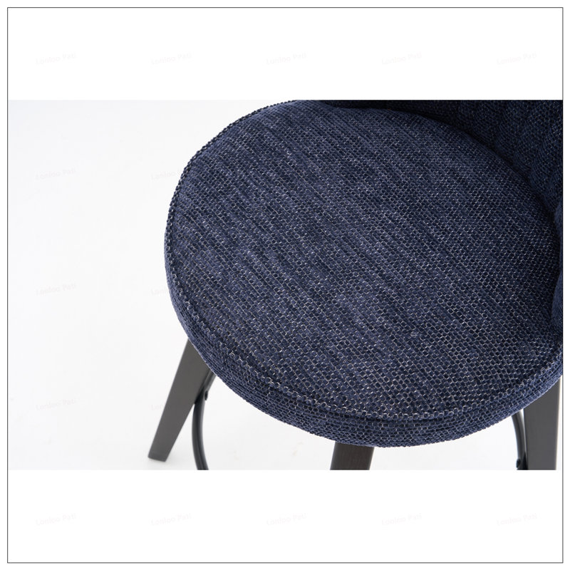 2PCS Chenille 25"Wing Back Swivel Bar Stools, Dark Blue
