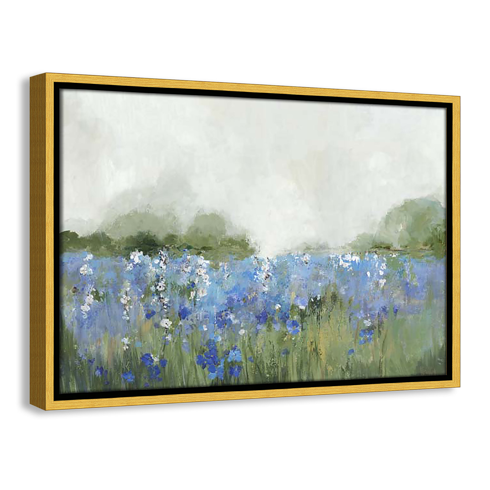 Meadows Bluebels Field "Meadows Bluebells Field" Print, 13.5" H x 19.5" W x 2" D, Gold Framed
