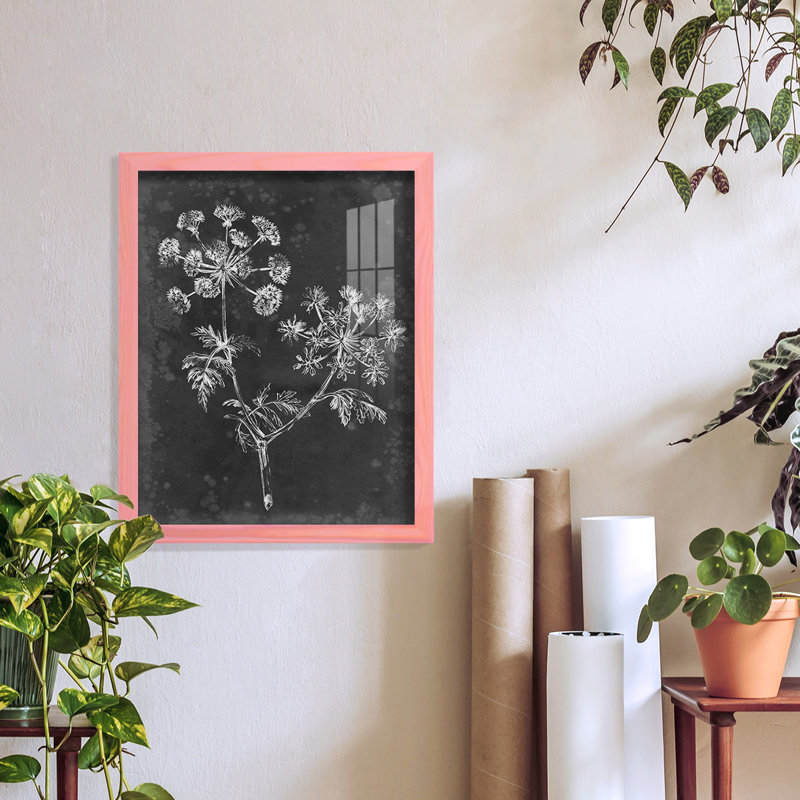 Ardoise florale I - impression encadrée, H 15 po x l 12 po x P 1 po, Rose