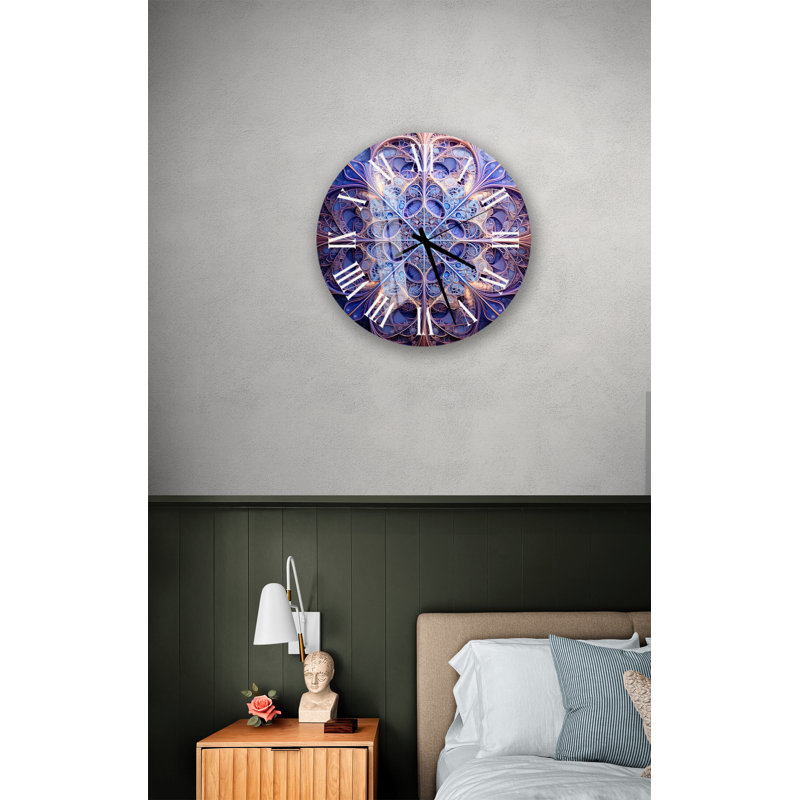 Horloge murale en verre trempé kaléidoscope complexe, Blanc