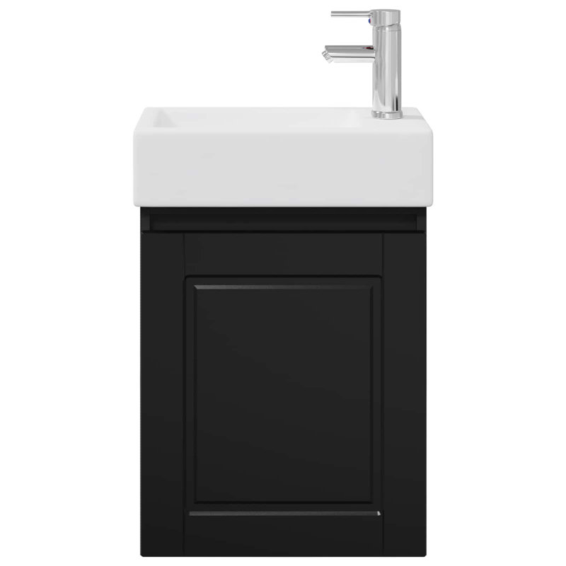 Single Bathroom Vanity with Ceramic Basin, Black