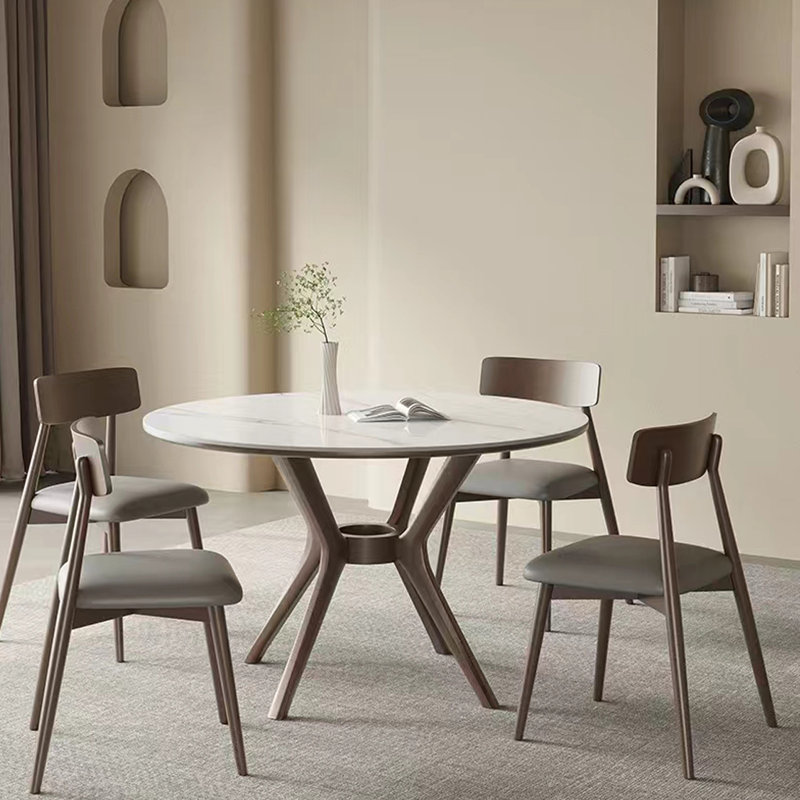 Combinaison de table ronde simplifiée, 7 pièces : table, 6 chaises, 29.52"H x 59.05"L x 59.05"W