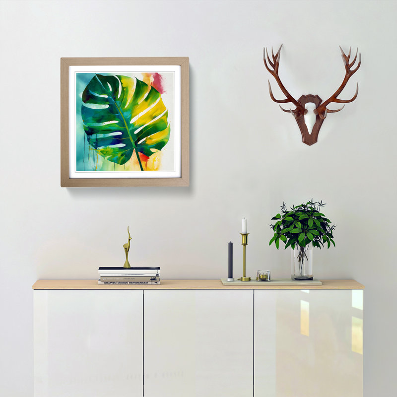 Tropical Leaf No.2 - Framed Print, Oak