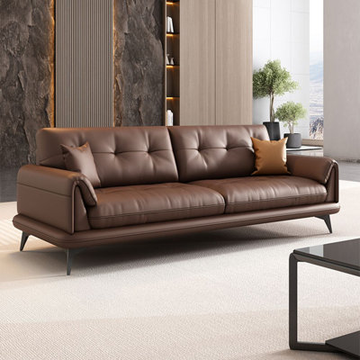 Coffee color Genuine Leather Standard Sofa