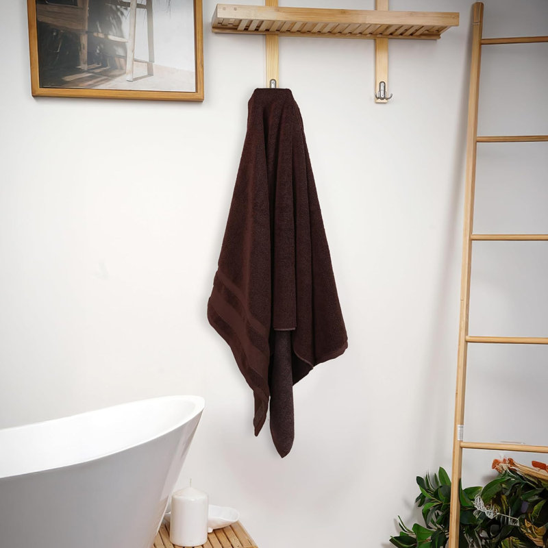 Ensemble de serviettes de bain en coton Beddora, Marron foncé, Serviettes de bain - paquet de 8