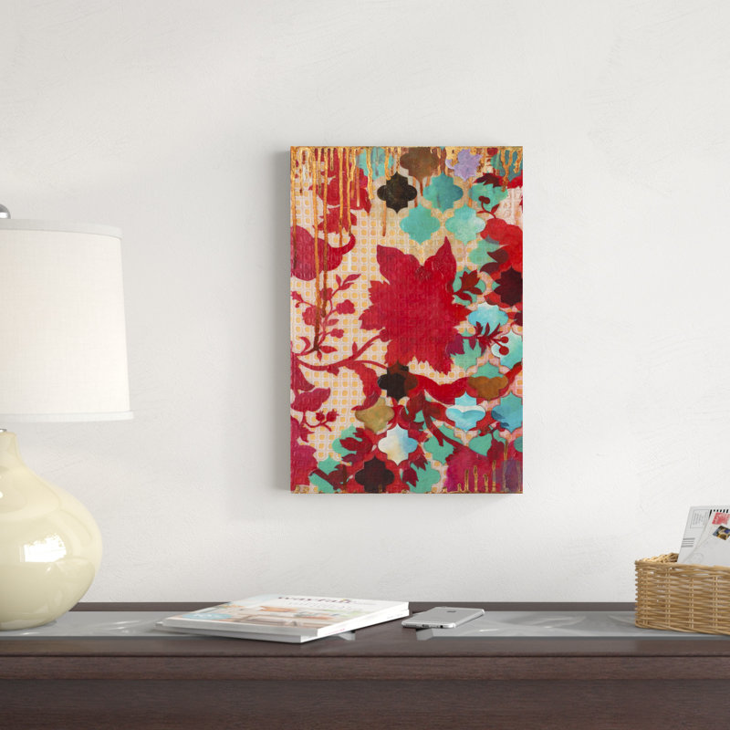 «Red and Teal Gilded Age I» par Heather Robinson - peinture sur toile tendue, H 18 po x l 12 po x P 1,25 po