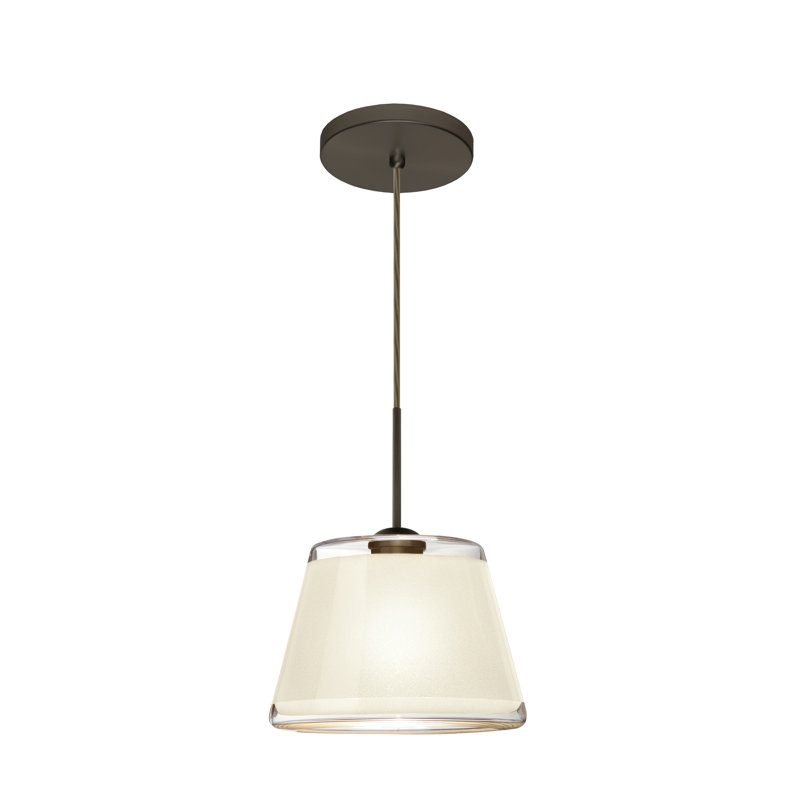 Luminaire suspendu conique à 1 lumière Delaune, Bronze brossé, Blanc