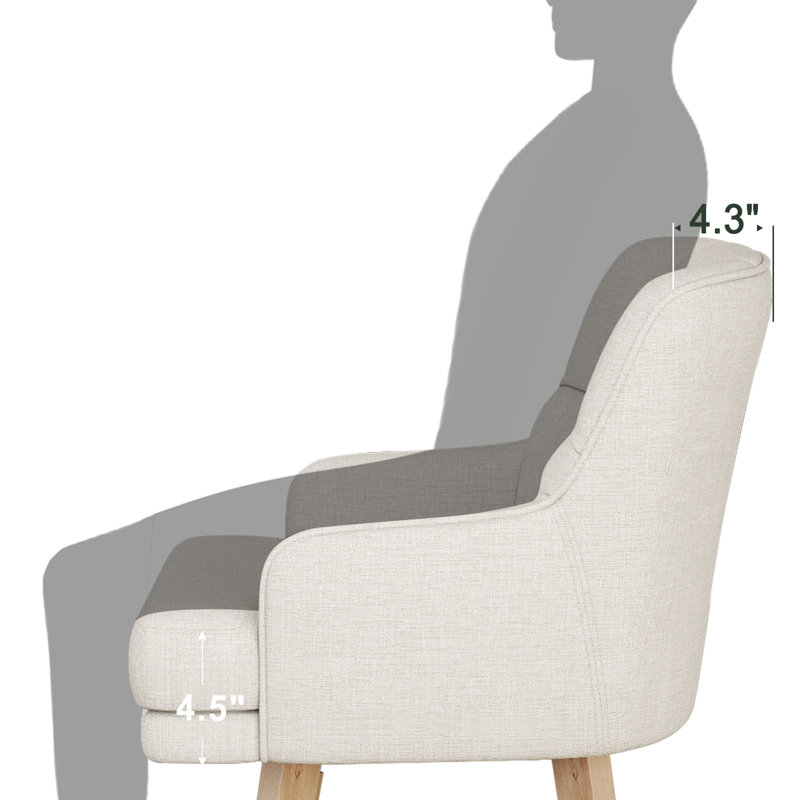 26''H Upholstered 360°Swivel Counter Height Bar Stools, Wood Legs Kitchen Island Chairs, Beige Seat/ Natural Frame, 2